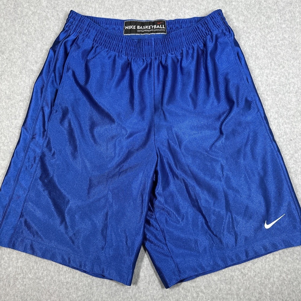 Nike Basketball Vintage Lined Shorts 10" Men's Large Blue Dazzle Shiny Silky